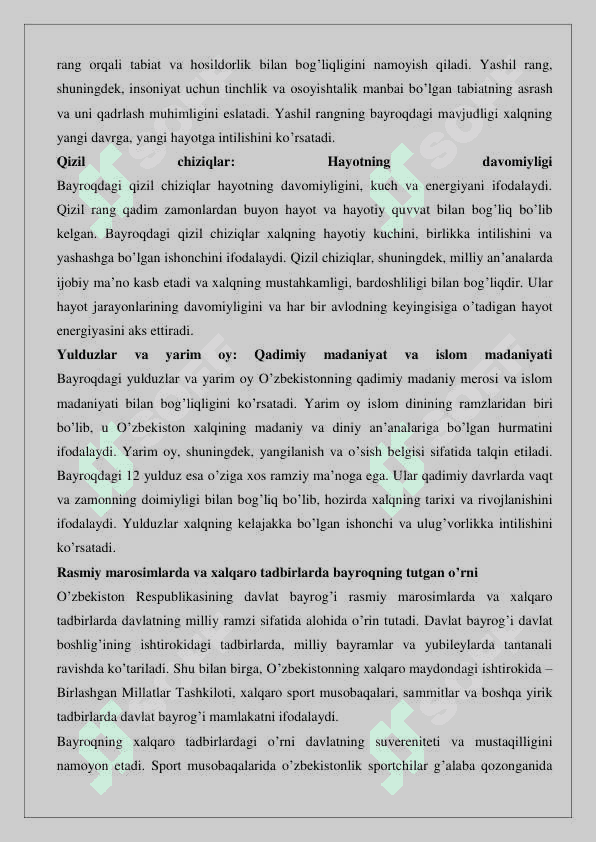 O’zbekiston Respublikasining davlat bayrog’i  25 4
