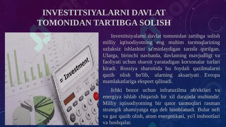 Rossiya Federatsiyasi va o’zbekiston respublikasi investitsion siyosati 8