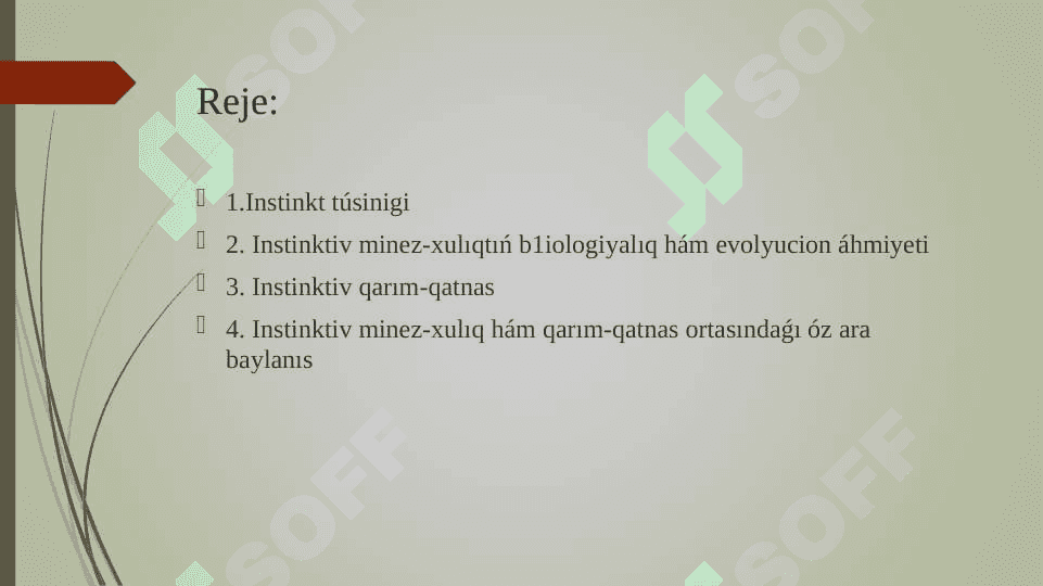 Instinktiv minez-xulıq hám qarım-qatnas 2