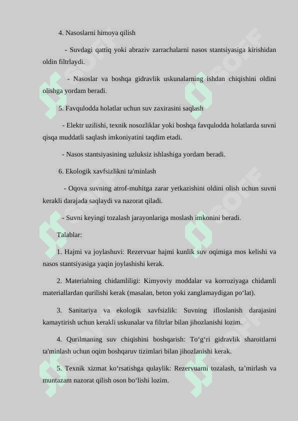 Oqova suvlarni chiqarish nasos stantsiyalarini qabul qiluvchi rezervuarlari 2
