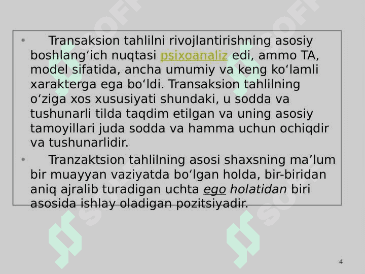 TRANZAKSION ANALIZ HAQIDA 4