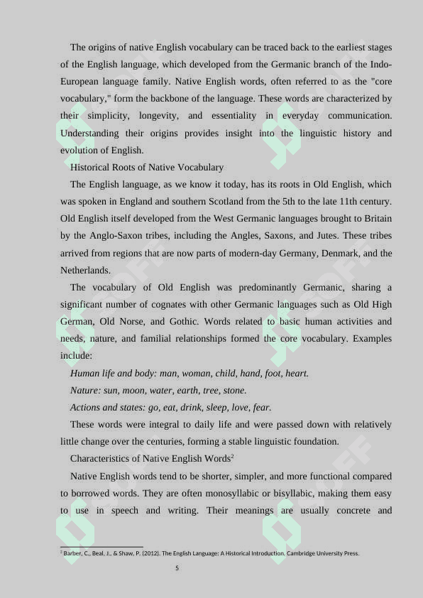 The role of native and borrowed English vocabulary 5