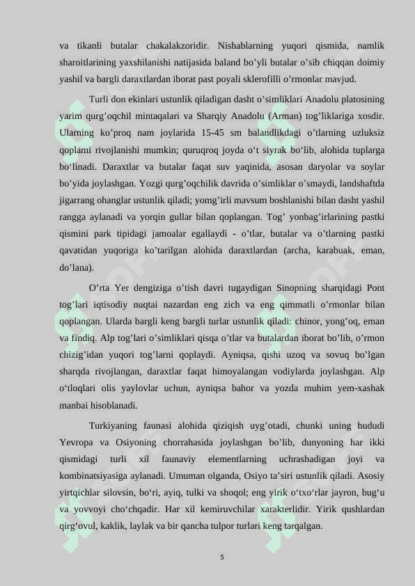 Turkiya Respublikasi geografiyasi 5