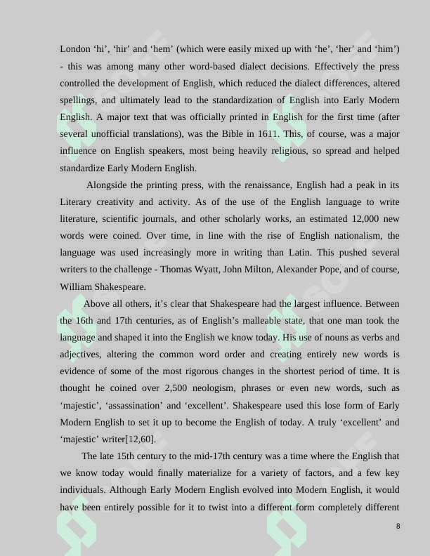Influence on the development of Early Modern English 8