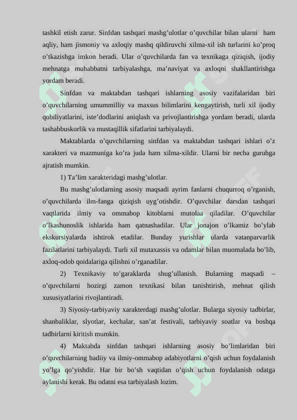 O’quvchilar bilan sinfdan va maktabdan tashqari tarbiyaviy ishlar 7