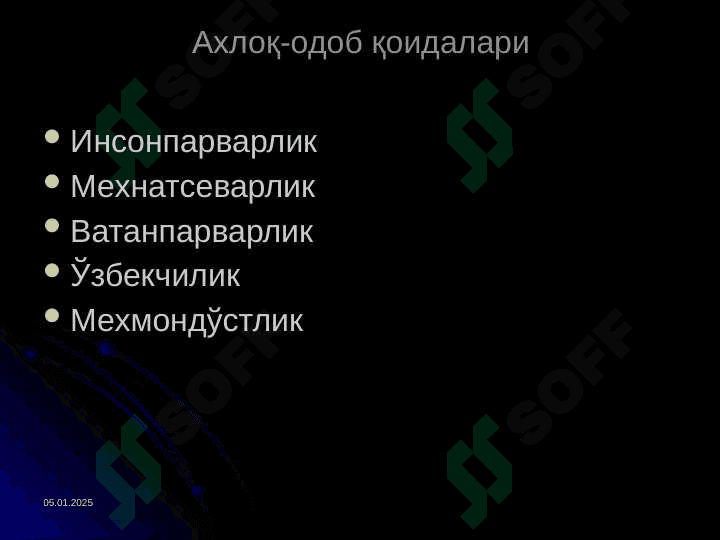 Axloq-odobning asosiy qoidalari  Ахлоқ-одобнинг асосий қоидалари 4