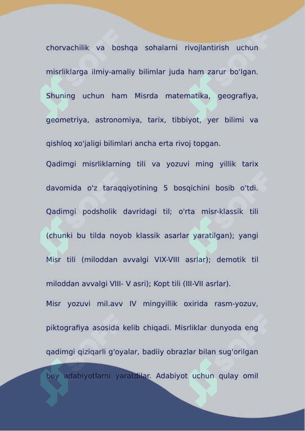 TARIX FANINI O’RGANISHDA QADIMGI MISR ILM-FANINING O’RNI 2