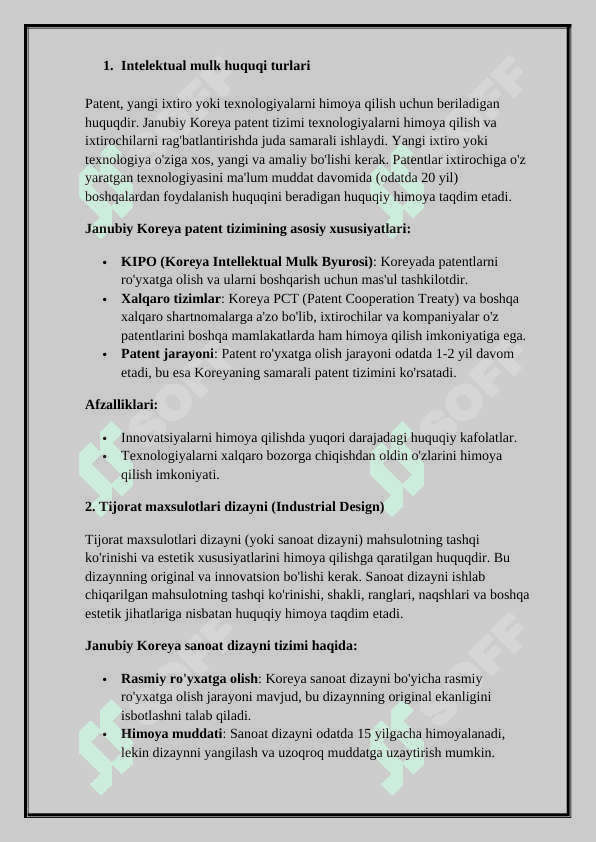 Janubiy Koreya Intelektual huquqi referat 5