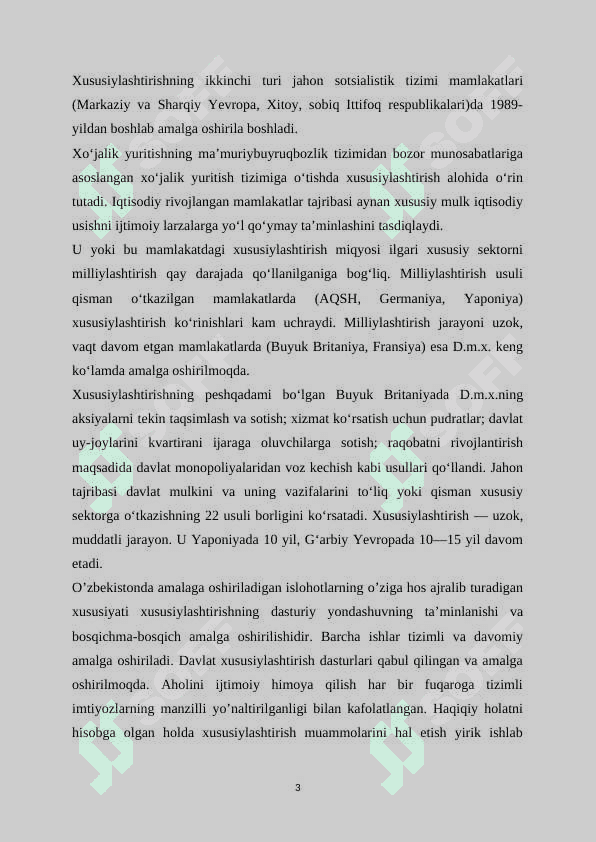 Mulkni davlat tasarruffidan chiqarish va xususiylashtirish 3