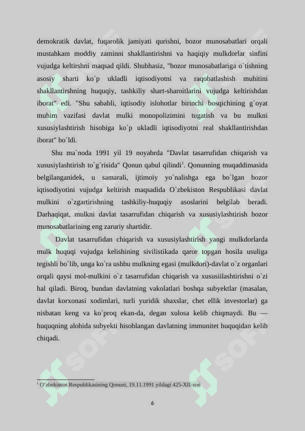Mulkni davlat tasarruffidan chiqarish va xususiylashtirish 6