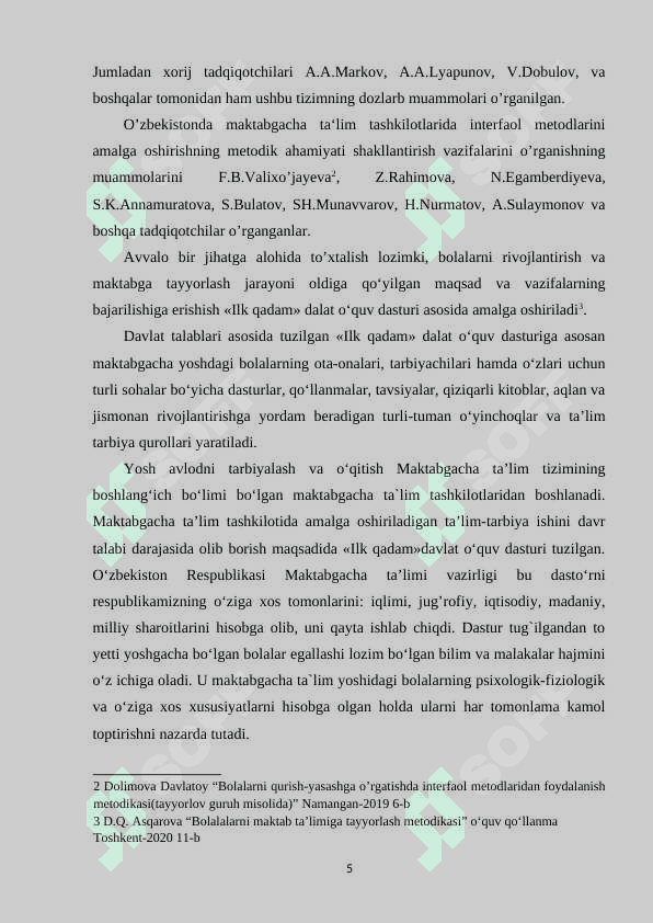 Ilk qadam davlat o‘quv dasturi asosida faoliyat markazlarida maktabgacha ta’lim tizimlarida mehnat tarbiyasini tashkil etish 5
