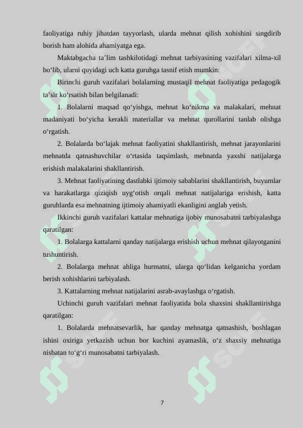 Ilk qadam davlat o‘quv dasturi asosida faoliyat markazlarida maktabgacha ta’lim tizimlarida mehnat tarbiyasini tashkil etish 7