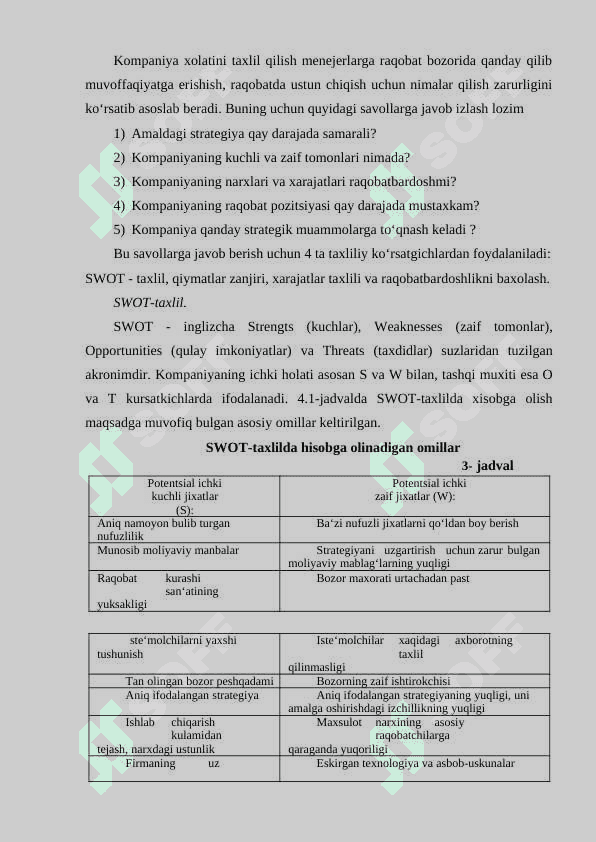 Kompaniyaning raqobat strategiyasini tanlash 8
