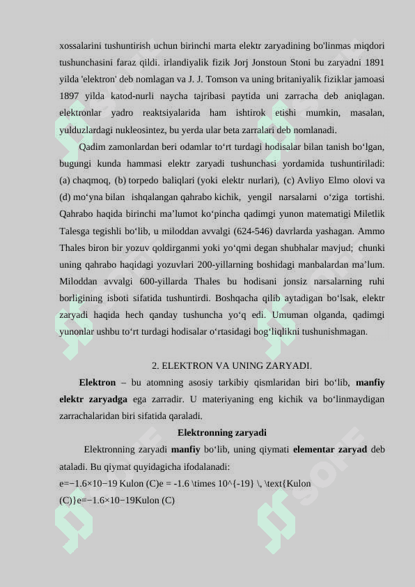 ELEKTRON VA UNING ZARYADI 4