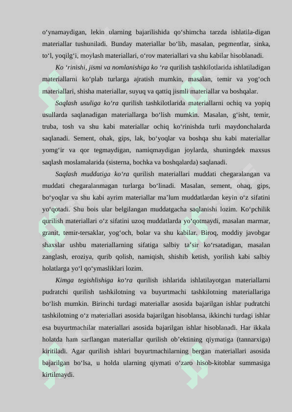 QURILISH TASHKILOTLARIDA MATERIALLAR HISOBI 4