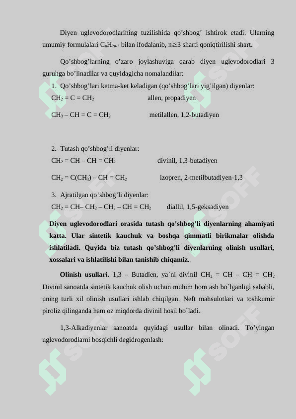 DIYEN UGLEVODORODLARI (ALKADIYENLAR) 2