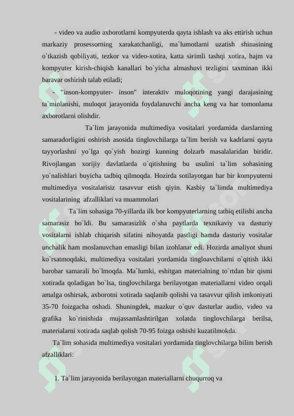 MULTIMEDIYA VA UNING ZAMONAVIY TA'MINOTI 3
