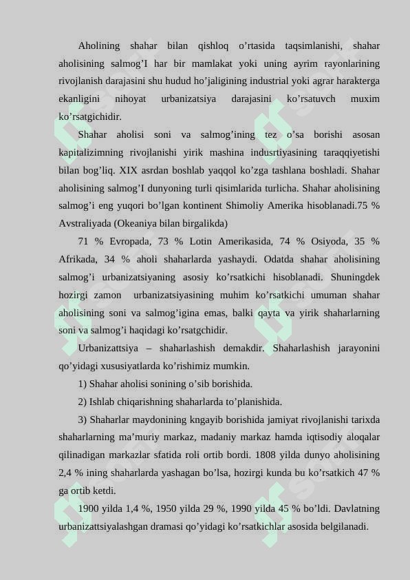 URBANIZATSIYA VA ATROF MUHITNI MUHOFAZA QILISH 2