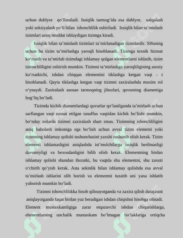 Issiqlik tarmoqlarini ishga tushirish, sozlash, sinash va ulardan foydalanish 3