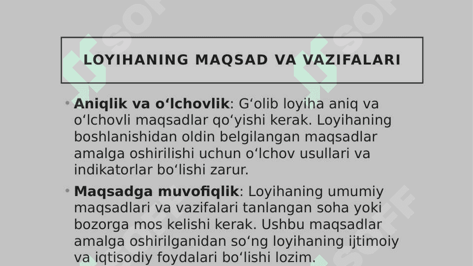 G‘olib loyihani aniqlash mezonlari 3