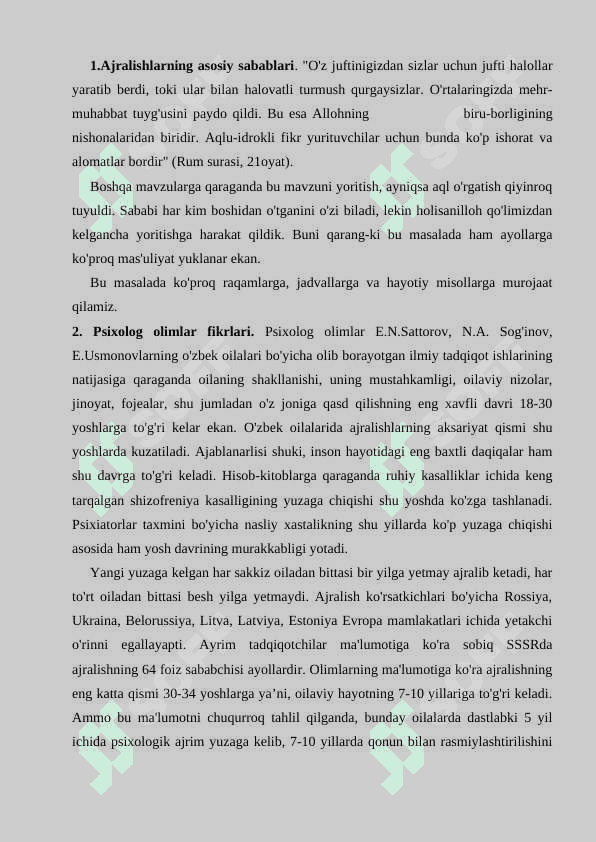 Ajralish sabablari va uning salbiy oqibatlari 2