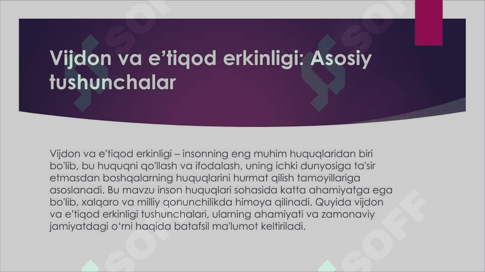 Vijdon va eʼtiqod erkinligining taʼrifi 2