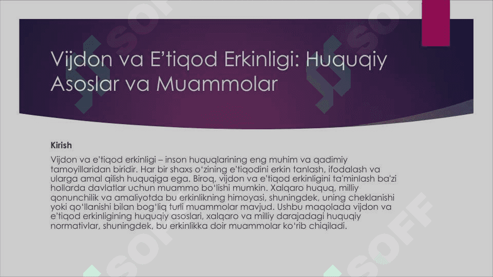Vijdon va eʼtiqod erkinligining taʼrifi 7