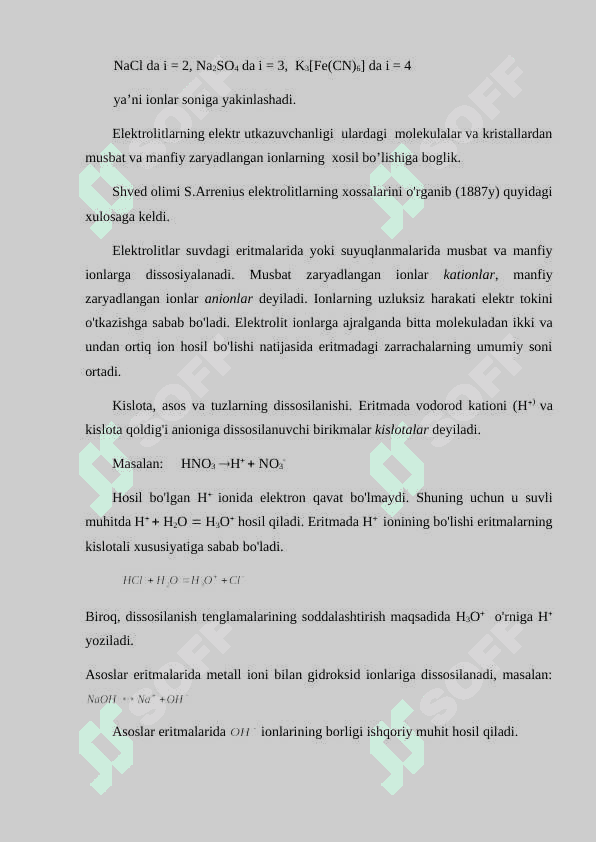ELEKTROLITIK DISSOSILANISH NAZARIYASI. IONLARARO REAKSIYALAR 3