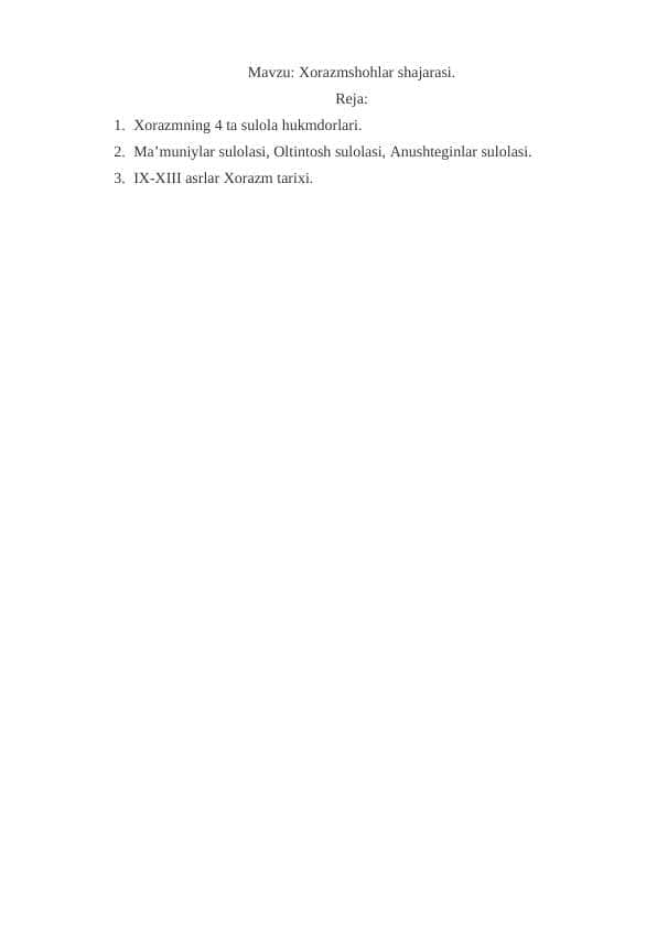 Xorazmshohlar shajarasi