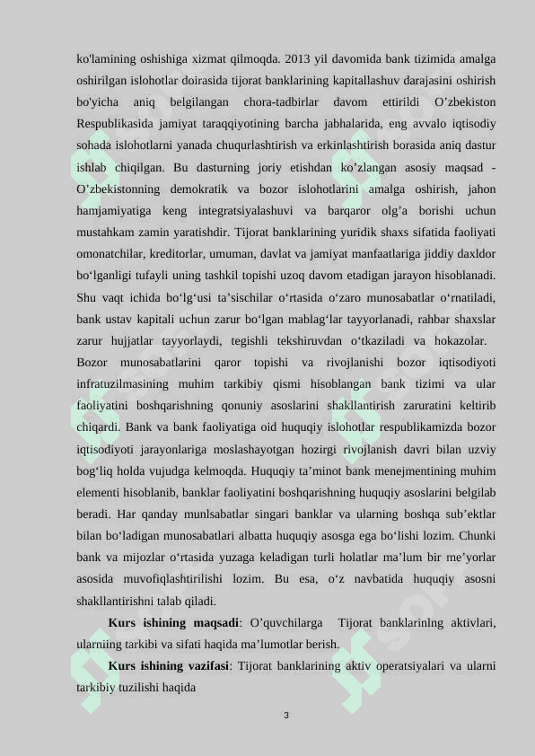 Tijorat banklari aktiv operatsiyalari tarkibi va sifati 3