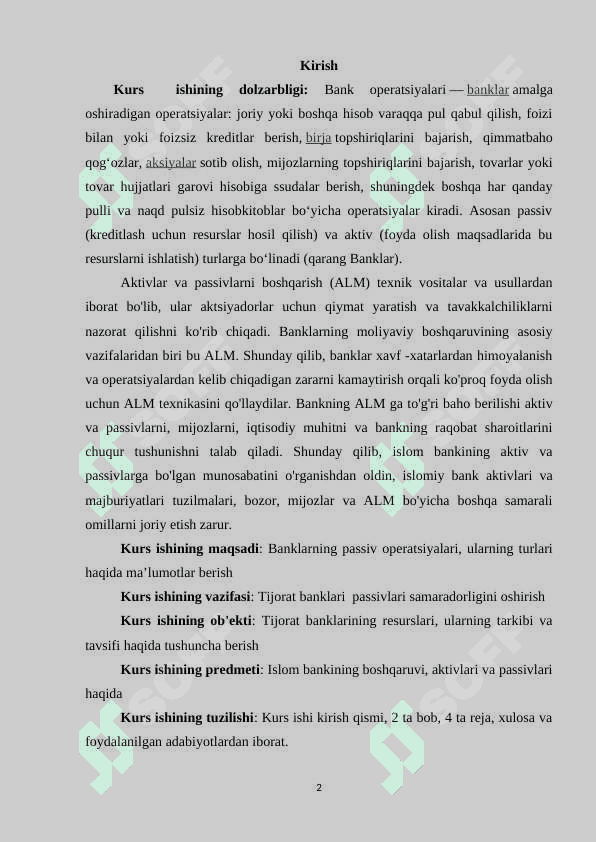 TIJORAT BANKLARI FAOLIYATIDA PASSIV OPERATSIYALARI TARKIBI 2