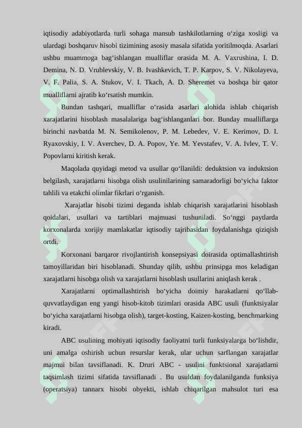 Bilvosita xarajat hisobi 5