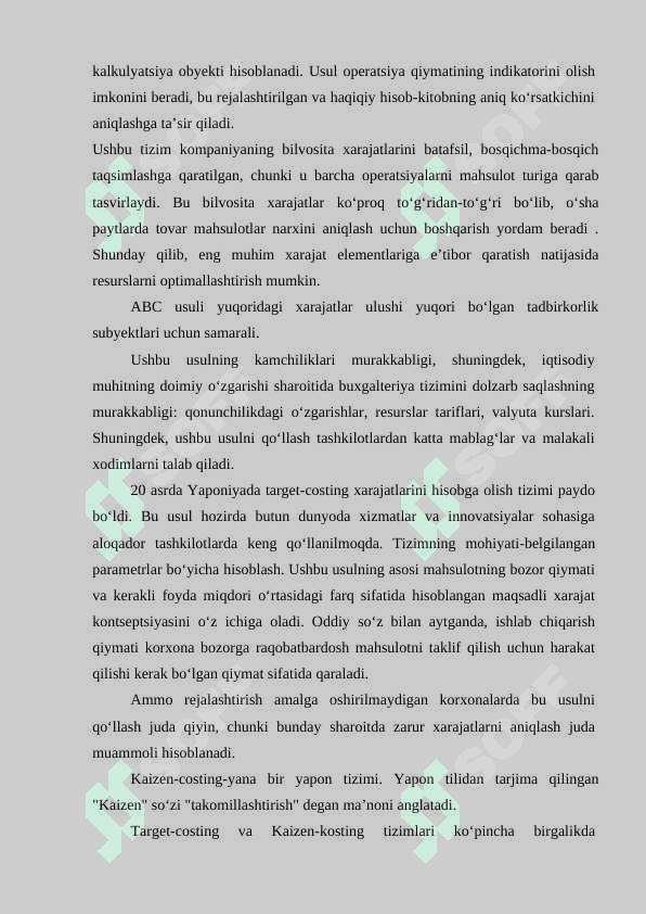 Bilvosita xarajat hisobi 6