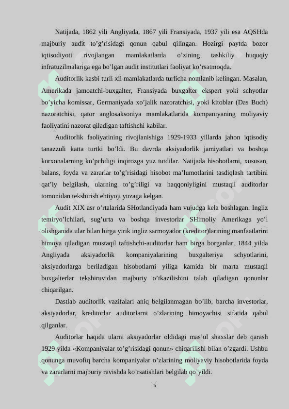 Auditorlik faoliyatining tashkiliy asoslari 5
