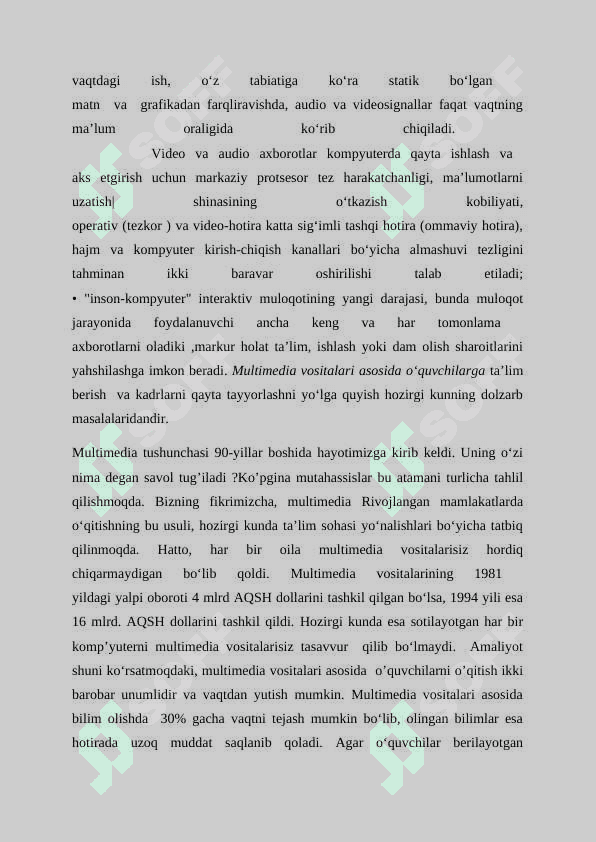 BOSHLANG’ICH  SINF ONA TILI DARSLARI –MULTIMEDIA ,TARQATMA   MATERIALLAR ASOSIDA O’QITISHNING O’ZIGA XOS USULLARI 8