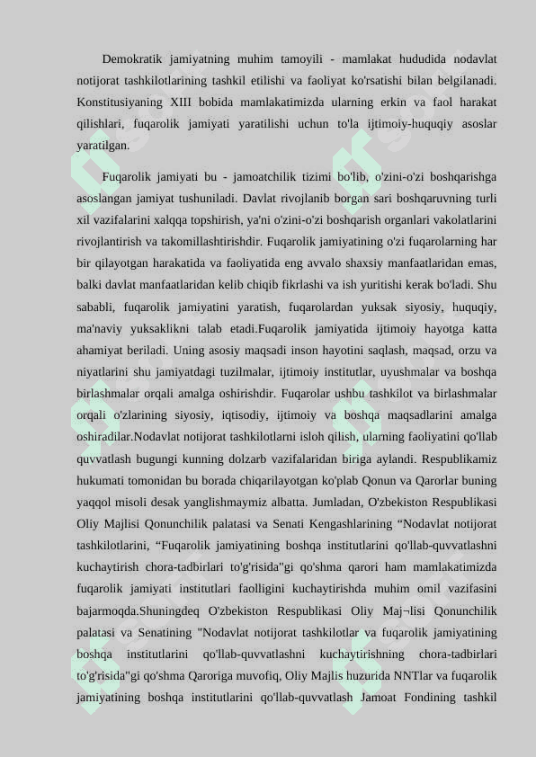 DEMOKRATIK DAVLAT VA FUQAROLIK JAMIYATIDA NODAVLAT TASHKILOTLARNING TUTGAN O'RNI 2