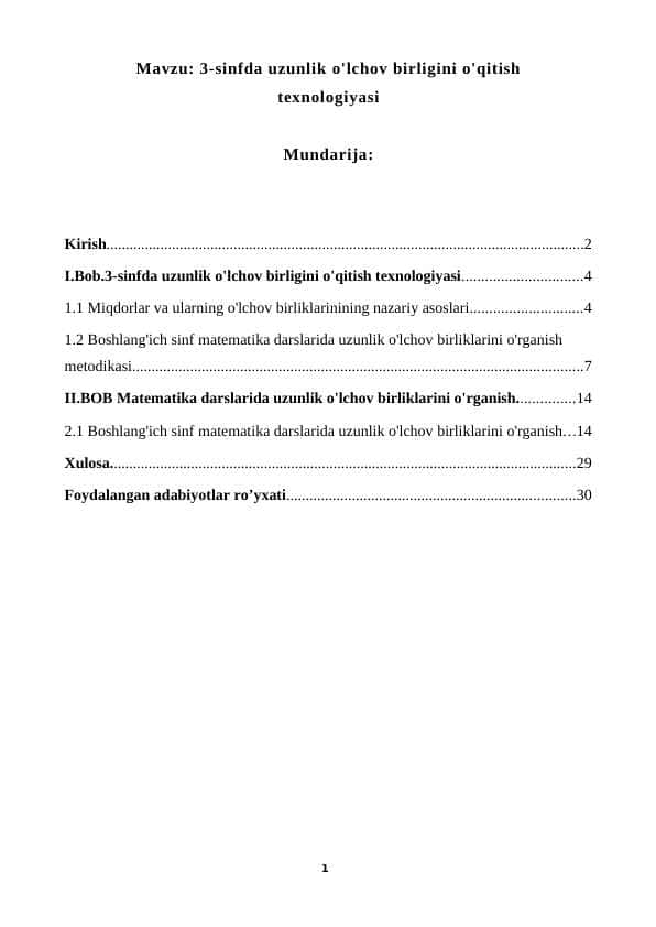 3-sinfda uzunlik o'lchov birligini o'qitish