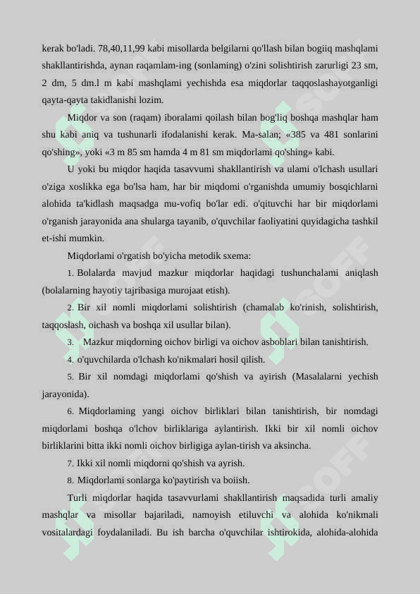 3-sinfda uzunlik o'lchov birligini o'qitish 5