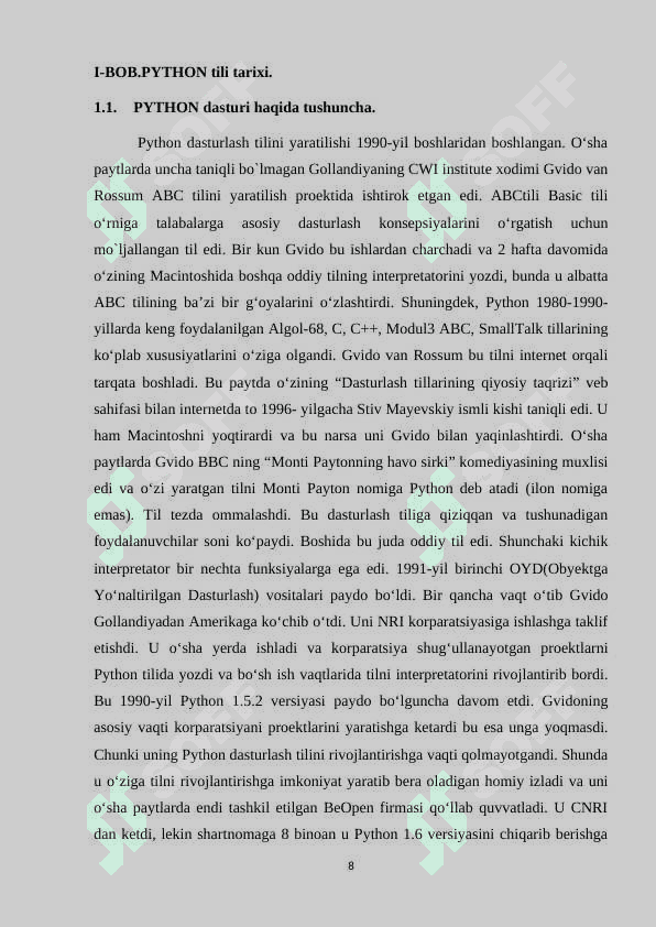 PHYTON DASTURLASH TILIDA GRAFIKA BILAN ISHLASH. 8