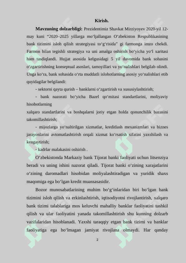 TIJORAT BANKLARINI TASHKIL QILISHNING HUQUQIY VA IQTISODIY ASOSLARI 2