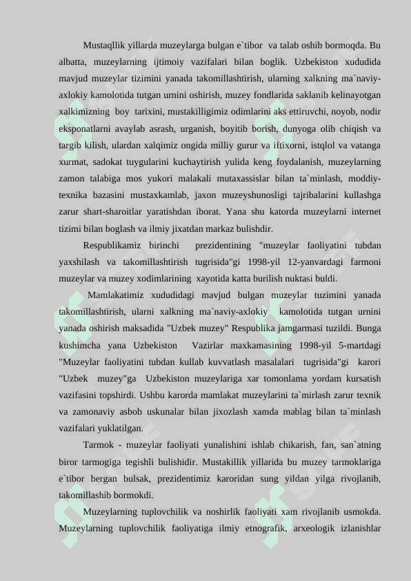 O‘zbekiston davlat tarixi muzeyining ekspozitsiyalarini o‘rganish 2