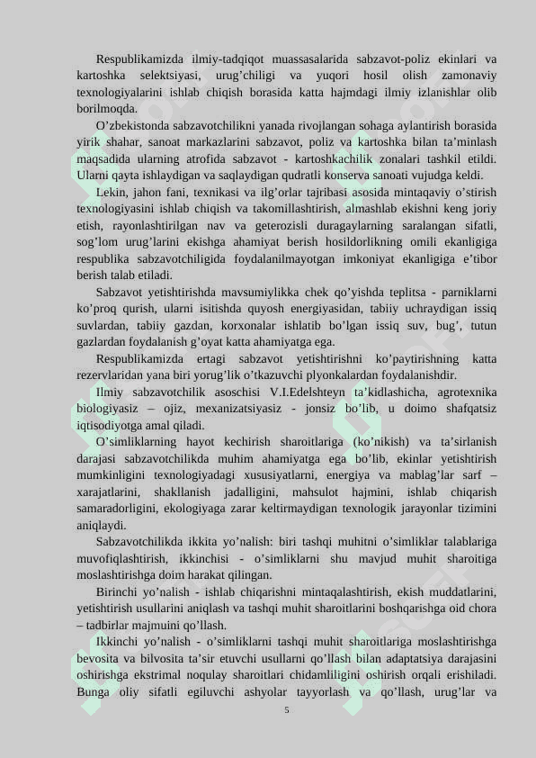 O'quvchilarga sabzavotlarga birlamchi va issiq ishlov berish, ulardan salatlar tayyorlash mavzusini o'qitish metodikasi 5
