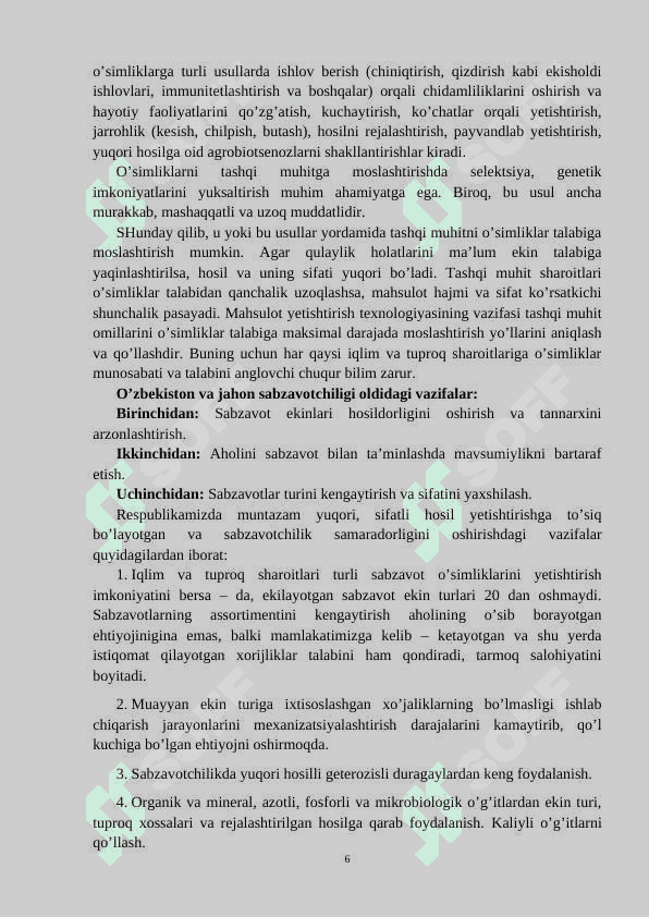 O'quvchilarga sabzavotlarga birlamchi va issiq ishlov berish, ulardan salatlar tayyorlash mavzusini o'qitish metodikasi 6