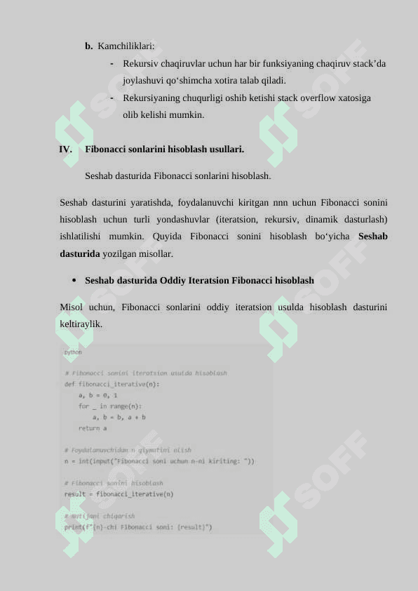 Rekursiya yordamida Finobachchi sonlarini topish dasturi 8