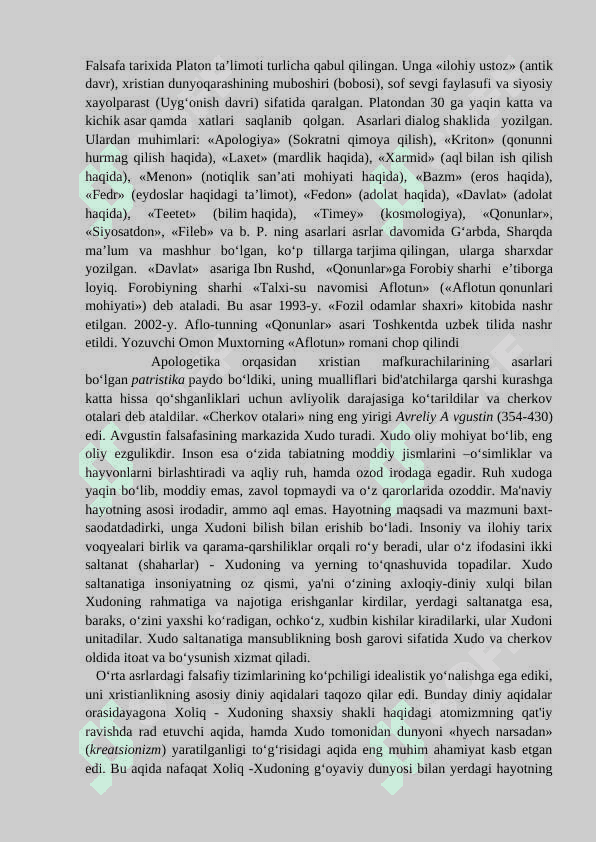 Yevropa mutafakkirlari Platon, Dekart va Yumning         falsafaga oid qarashlari. 3