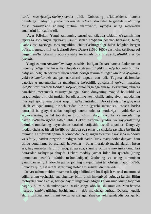 Yevropa mutafakkirlari Platon, Dekart va Yumning         falsafaga oid qarashlari. 8