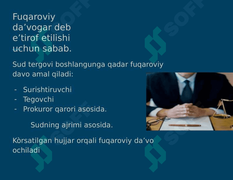 Hukmning mulkiy undirishlarga oid qismi ijrosini taminlash. 3