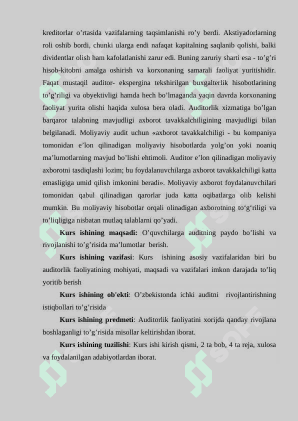 Auditning paydo bo’lishi va rivojlanishi Reja 4