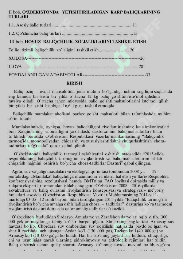 O'ZBEKISTON SUV HAVZALARIDA OVLANADIGAN BALIQLAR 2
