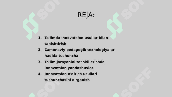 Innovatsion metod tushunchasi. O'quv jarayonini tashkil etishda zamonaviy pedagogik texnologiyalar. 2